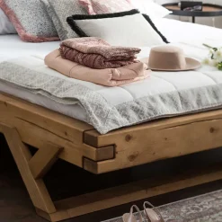 Landhaus Massivholzbett mit Kufen - Fuertun