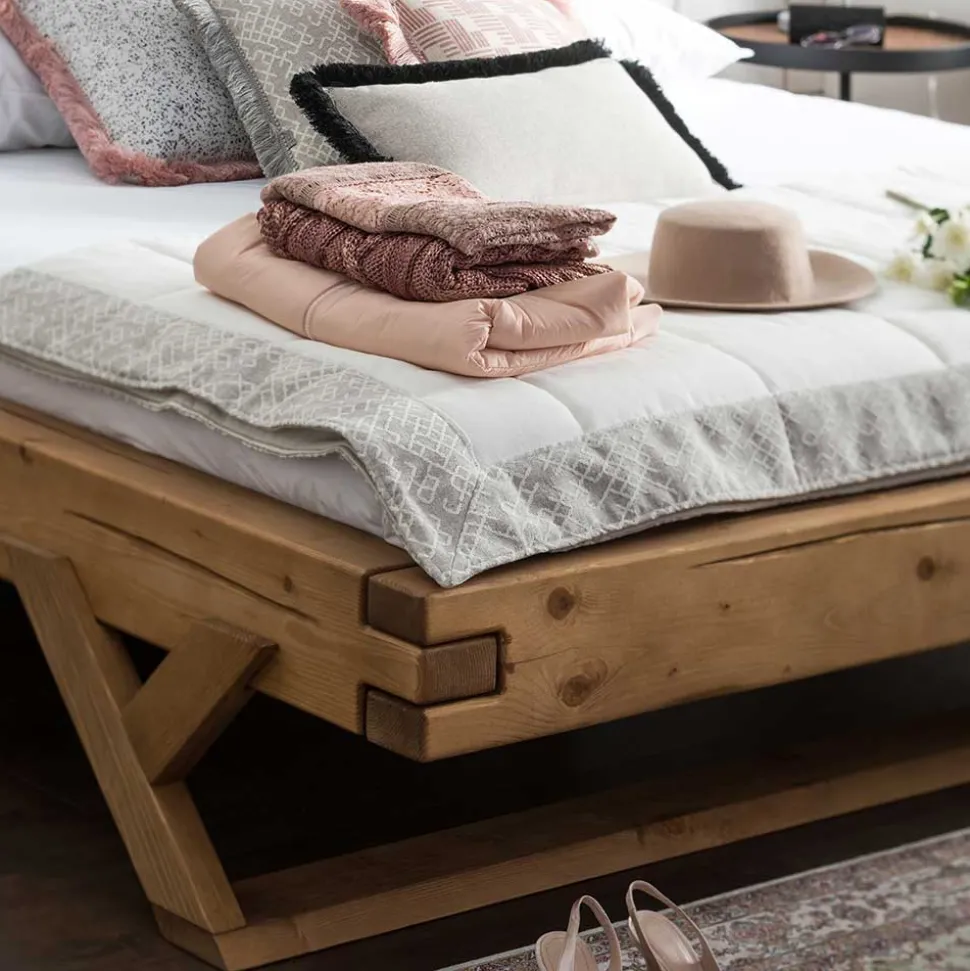 Landhaus Massivholzbett mit Kufen - Fuertun