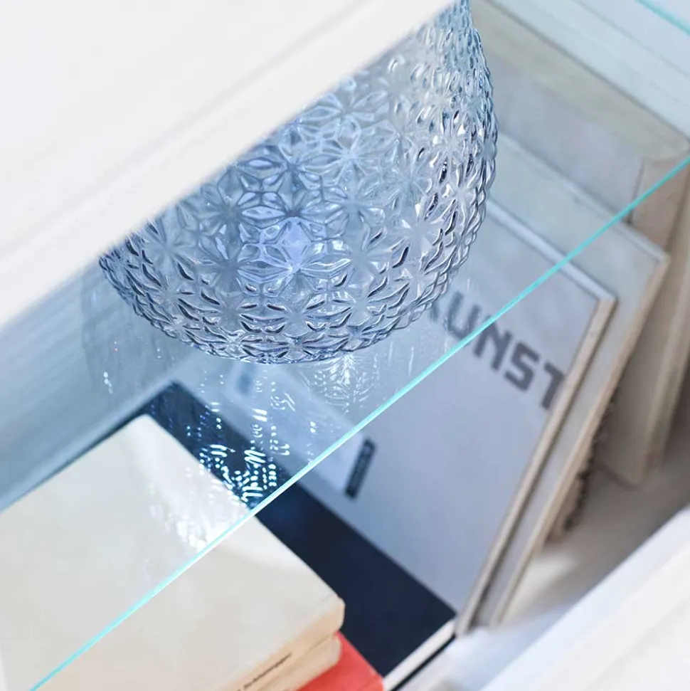 Landhaus MDF Regal mit Glasböden - Samula