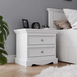 Landhaus Nachtkommode in Weiß lackiert - Indico