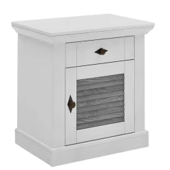Landhaus Nachtkommode in Weiß & Grau - Urezzas