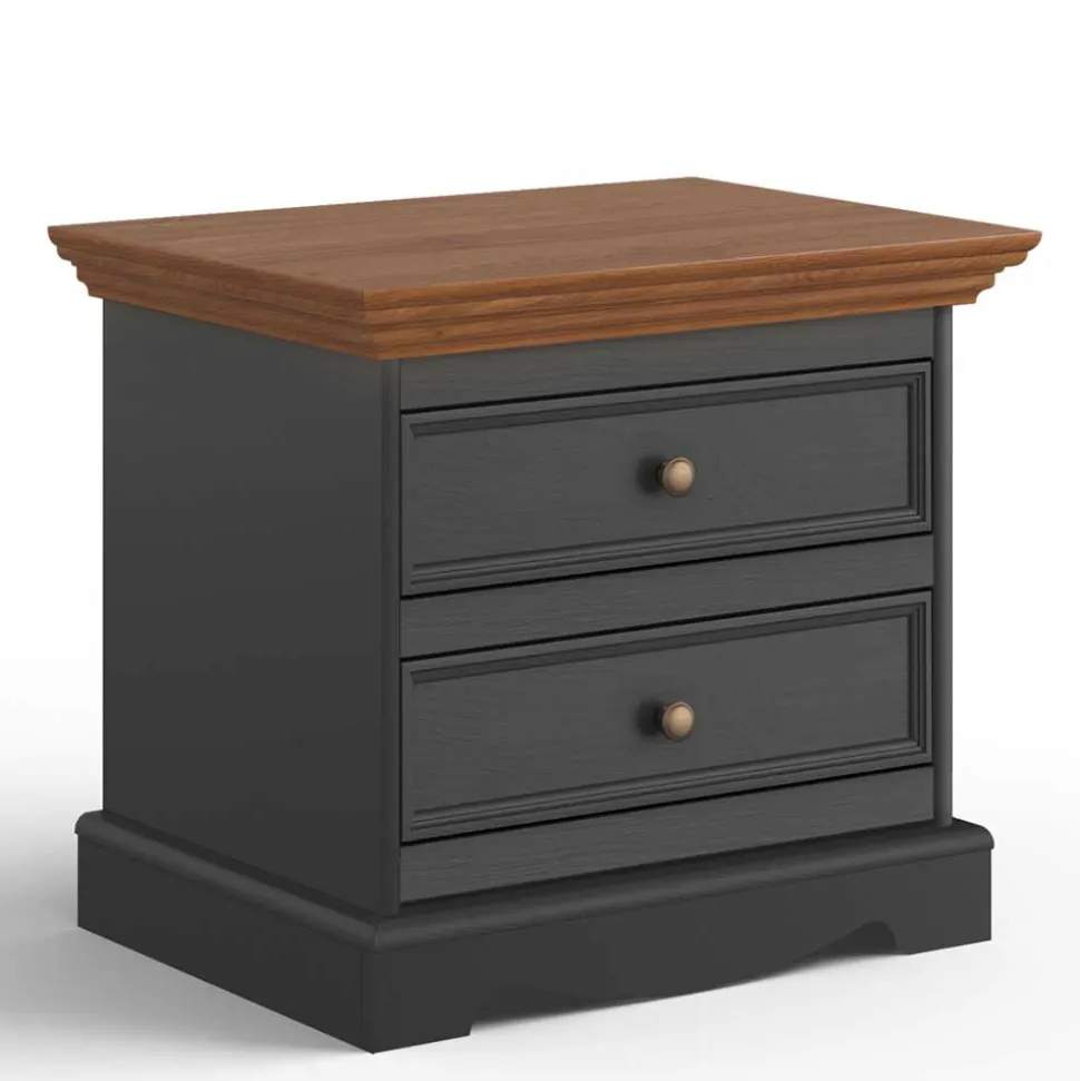 Landhaus Nachtkommode in Grau und Eiche - Witenga