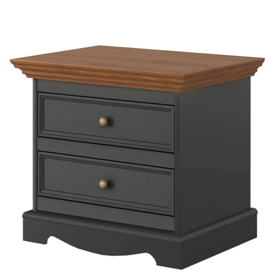 Landhaus Nachtkommode in Grau und Eiche - Witenga