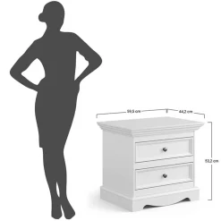 Landhaus Nachtkommode mit zwei Schubladen - Bordona