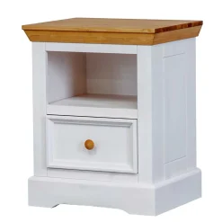 Landhaus Nachtschrank in Weiß & Eichefarben - Envicron