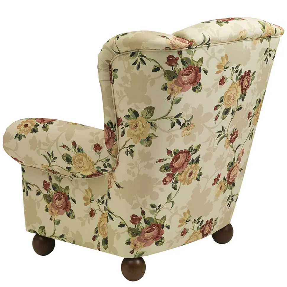 Landhaus Ohrenbackensessel mit Blumen Muster - Zavatraos