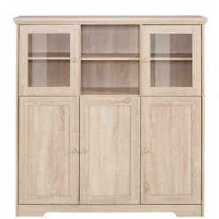 Landhaus Optik Highboard mit 2 Glastüren - Rienva