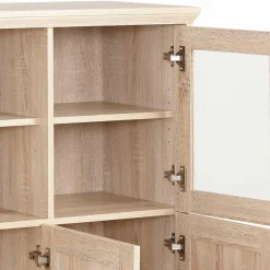 Landhaus Optik Highboard mit 2 Glastüren - Rienva