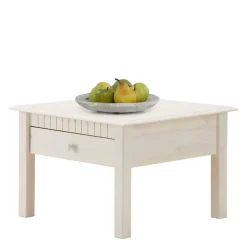 Landhaus Quadrat-Couchtisch in Weiß lasiert - Gabbya