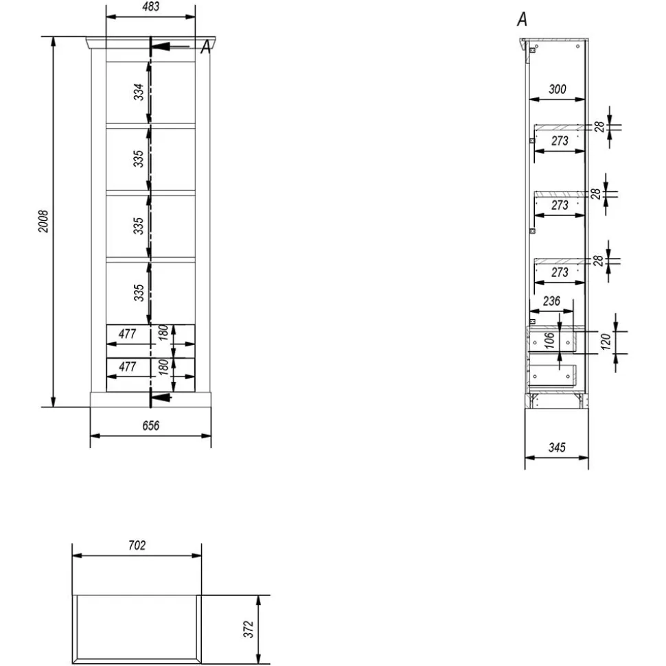 Landhaus Regal in Lichtgrau & Eiche NB - Buleta