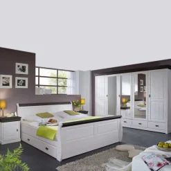 Landhaus Schlafzimmer Pisino aus Kiefer Massivholz (vierteilig)