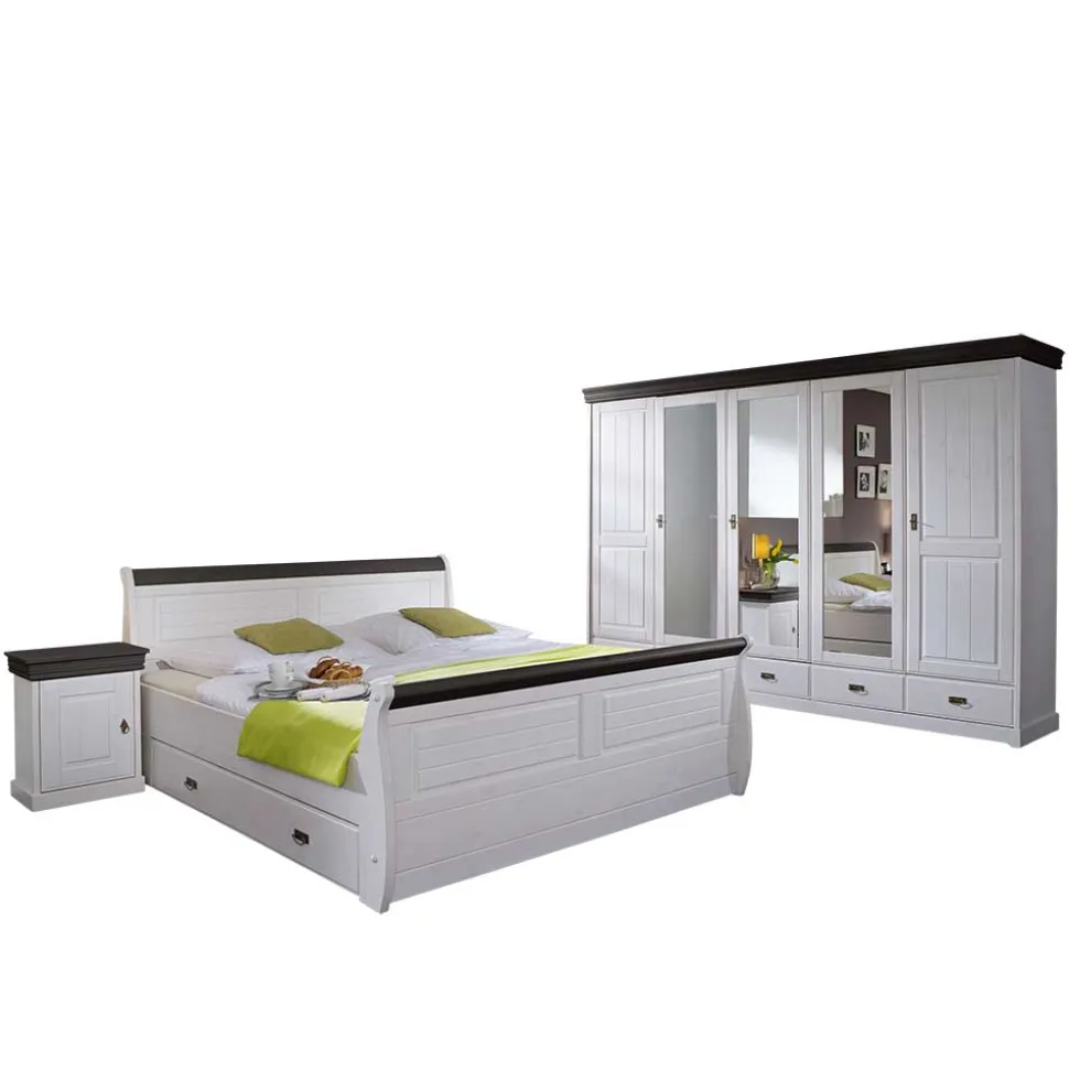 Landhaus Schlafzimmer Pisino aus Kiefer Massivholz (vierteilig)