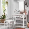 Landhaus Schminktisch Set in Weiß - Satumare (dreiteilig)
