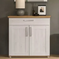 Landhaus Schuhkommode in Holzoptik Lärche Weiß - Tocella