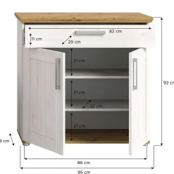Landhaus Schuhkommode in Holzoptik Lärche Weiß - Tocella