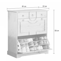 Landhaus Schuhkommode in Dunkelbraun - Yemisa