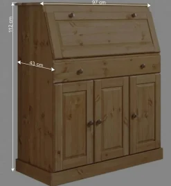 Landhaus Sekretär aus Kiefer Massivholz - Brindusa