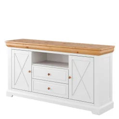 Landhaus Sideboard in Weiß & Natur Kiefer - Saluts