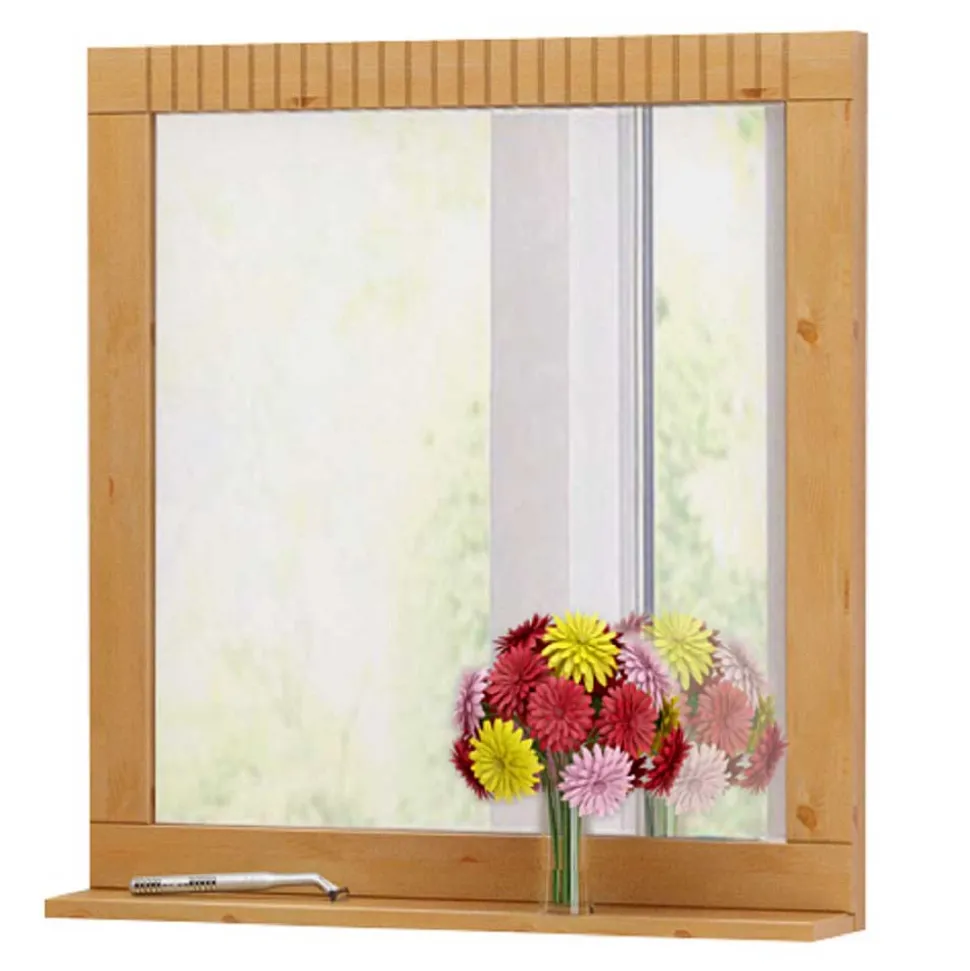 Landhaus Spiegel mit Ablage & Holzrahmen - Vlarenzo