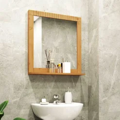 Landhaus Spiegel mit Ablage & Holzrahmen - Vlarenzo