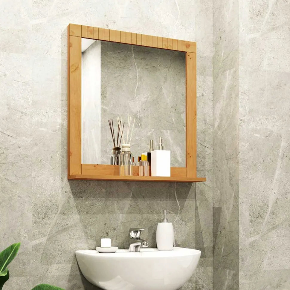 Landhaus Spiegel mit Ablage & Holzrahmen - Vlarenzo