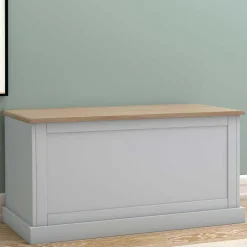 Landhaus Truhe in Grau mit Eiche - Rino