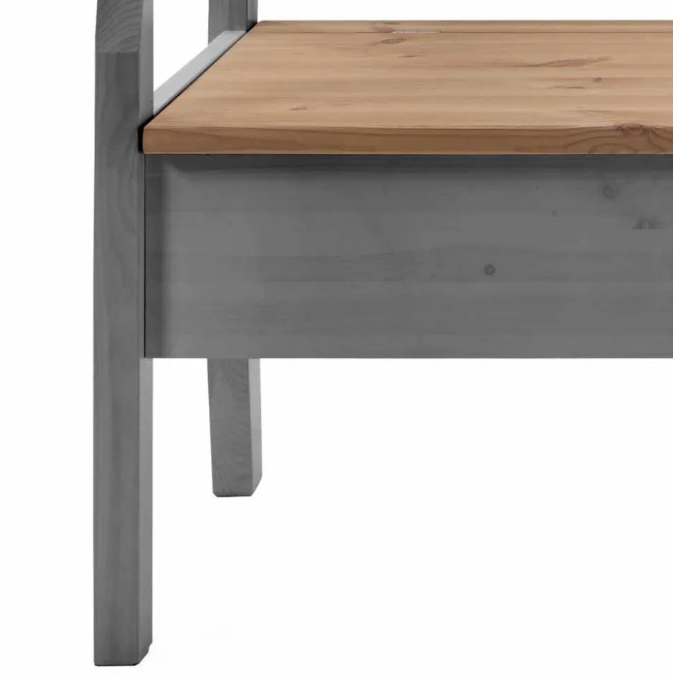 Landhaus Truhenbank Jytte aus Kiefer Grau Braun