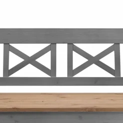 Landhaus Truhenbank Jytte aus Kiefer Grau Braun