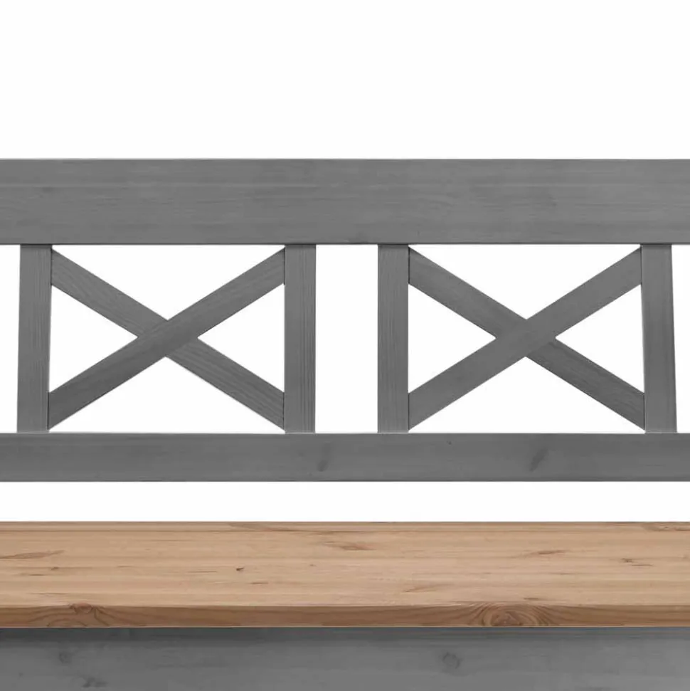Landhaus Truhenbank Jytte aus Kiefer Grau Braun