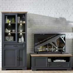 Landhaus TV Board & Vitrine Set - Thumbs (zweiteilig)