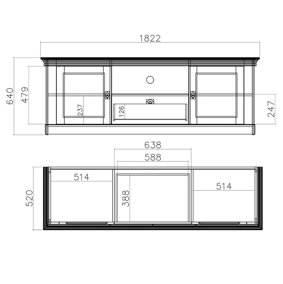 Landhaus TV Element 183 cm breit - Diatara