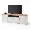Landhaus TV Element in Weiß & Eichefarben - Samula