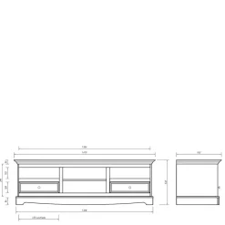 Landhaus TV Lowboard in Grau und Eiche - Witenga