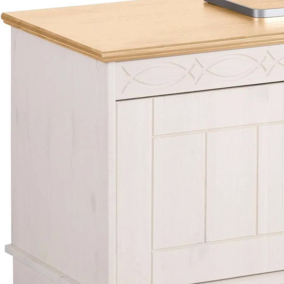 Landhaus TV-Board in Weiß und Kiefer Honig - Zentra