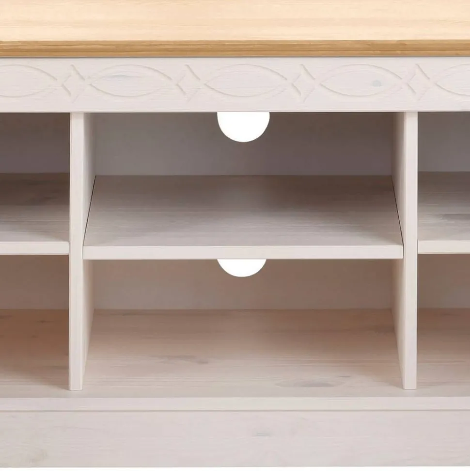 Landhaus TV-Board in Weiß und Kiefer Honig - Zentra