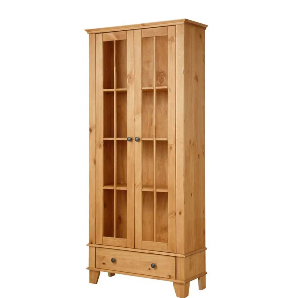 Landhaus Vitrine aus Kiefer Massivholz - Anyamie