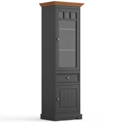 Landhaus Vitrine in Grau und Eiche - Witenga