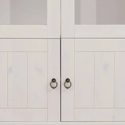 Landhaus Vitrine in Weiß und Kiefer Honig - Zentra