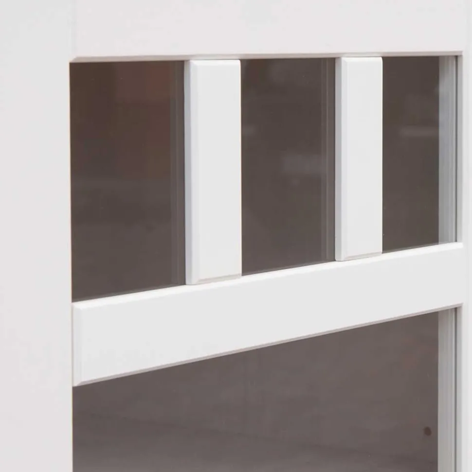 Landhaus Vitrinenschrank in Weiß lackiert - Indico