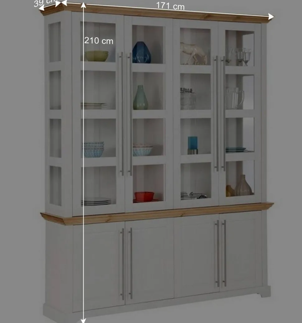 Landhaus Vitrinenschrank mit acht Türen - Eyzaco