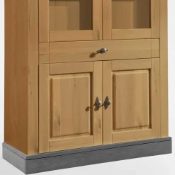 Landhaus Vitrinenschrank in Kiefer Lauge & Grau - Eshelas