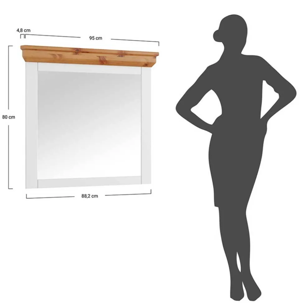 Landhaus Wandspiegel mit Kiefernholz Rahmen - Saluts