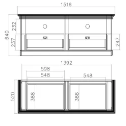 Landhaus Wohnkombination mit TV Board - Diatara (vierteilig)