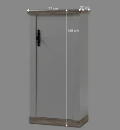 Landhaus Wohnmöbel Kombination Nedita in Weiß (vierteilig)