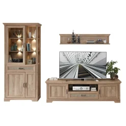 Landhaus Wohnwandmöbel in Eiche NB - Barack (dreiteilig)