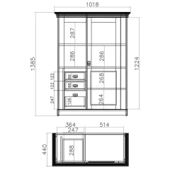 Landhaus Wohnzimmer Anbauwand Set - Diatara (vierteilig)
