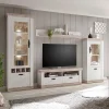 Landhaus Wohnzimmer Möbel Set Nedita in Weiß & Pinie (vierteilig)
