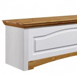 Landhaus Wäschetruhe in Weiß & Kiefer - Lagune