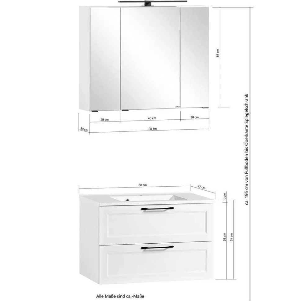 Landhausbadmöbel Kombination - Gyatso (vierteilig)