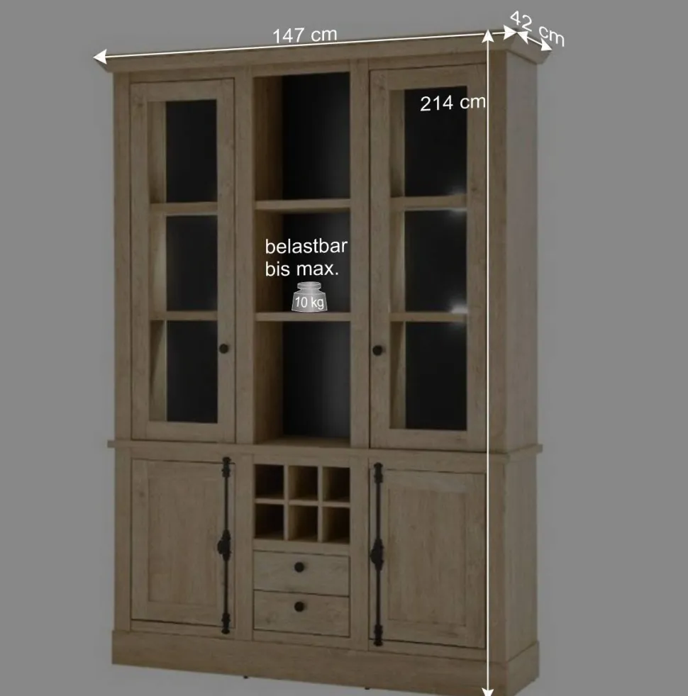 Landhaus-Schrank in Eiche Gold - Hengas